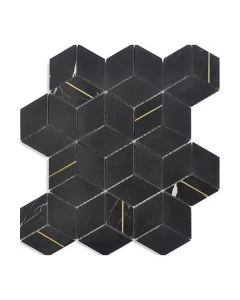Imperial Nero Diamond Hexagon Polished Marble