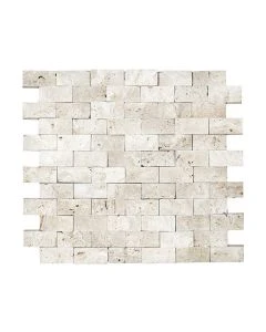 Ivory 1x2" Splitface Mosaic Travertine