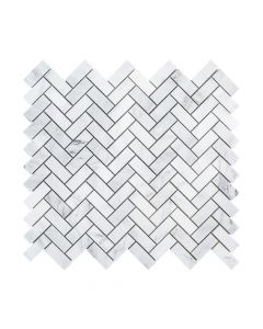 Classic Statuario 1.75" Herringbone Honed Marble*