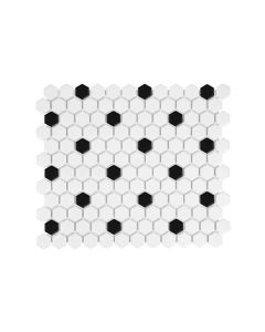 Clarity White w/ Black 1" Hexagon Matte Porcelain