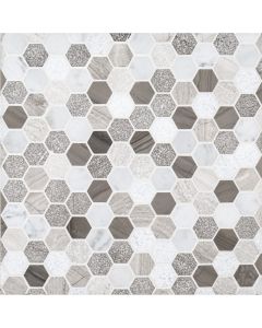 Stream Stone Color Blend 1" Hexagon C Mosaic*
