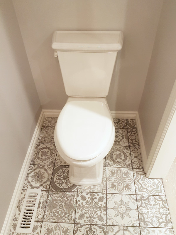 Marrakesh Grey Porcelain Tile Installed In A Powder Room Floor Marrakesh Grey Porcelain Tile Installed In A Powder Room Floor