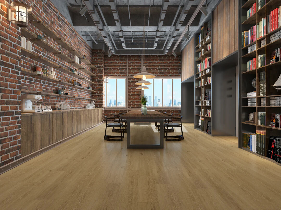 Hydrogen 5 Gold Coast Luxury Vinyl Plank SPC Flooring installed in a library