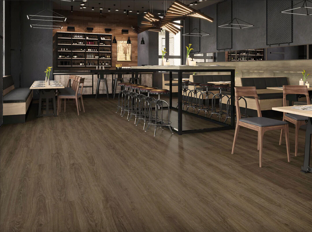 Hydrogen 5 Liberty Luxury Vinyl Plank SPC Flooring installed in a restaurant