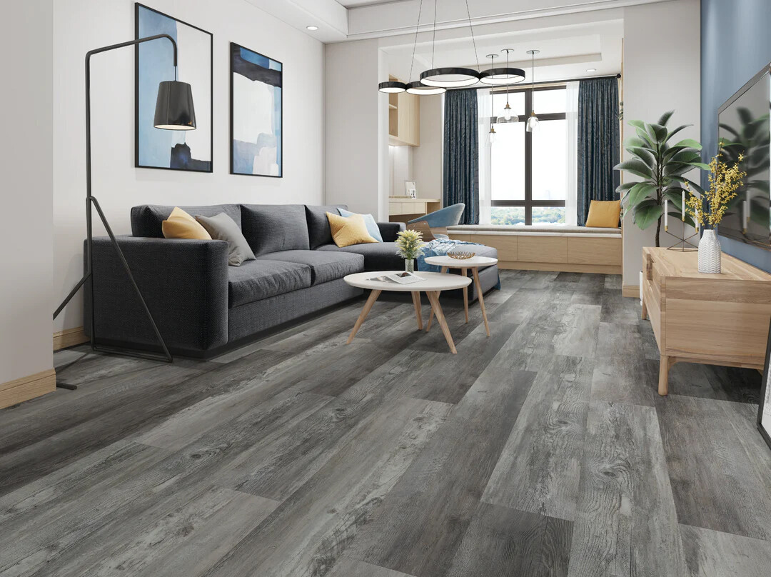 Hydrogen 7 Dockside Luxury Vinyl Plank SPC Flooring installed in a living room floor