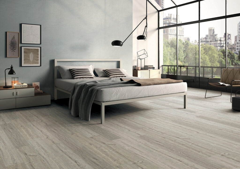 Borough 55 Collingwood Luxury Vinyl Plank SPC Flooring installed in a modern bedroom